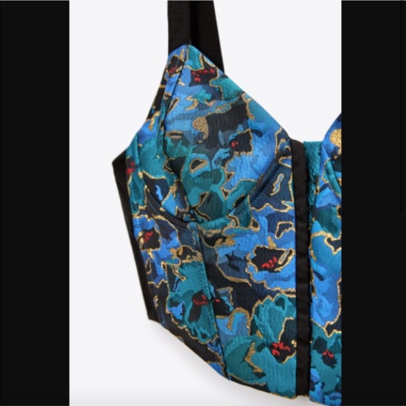 Zara JACQUARD BUSTIER nwt Size L - Picture 3 of 8